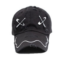 Black Baseball Cap with Flat Embroidery Logo